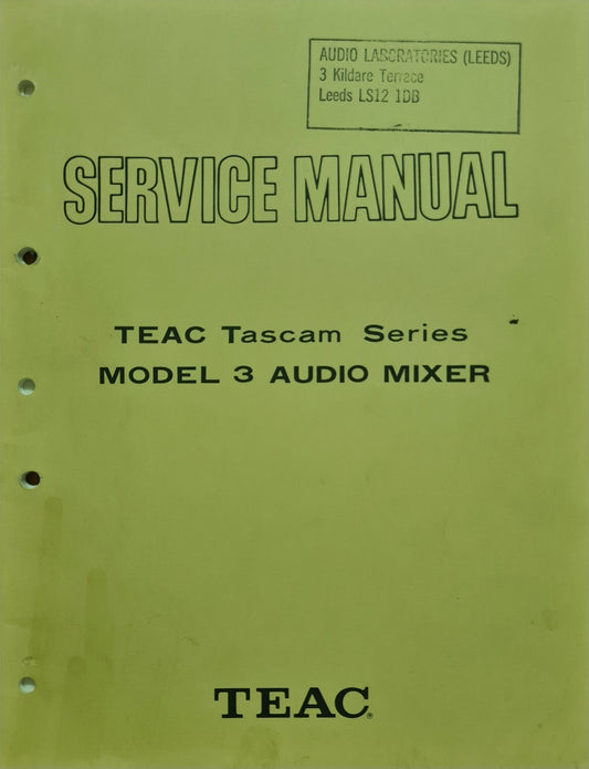 TEAC TASCAM MODEL 3 MIXER SERVICE MANUAL