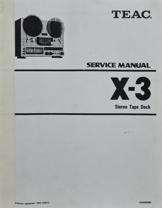 TEAC X-3 service manual professional reproduction