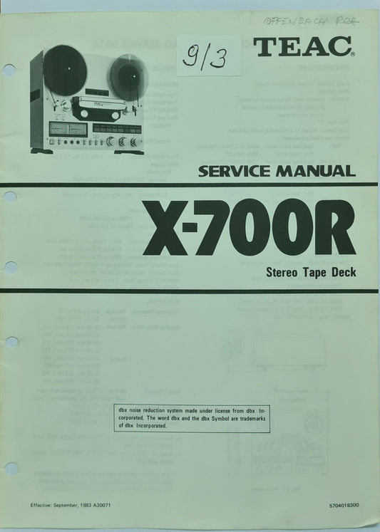 TEAC X-700R SERVICE MANUAL