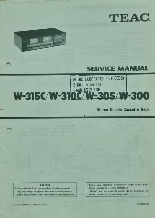 TEAC W-315C/W-310C/W-305/W-300 SERVICE MANUAL