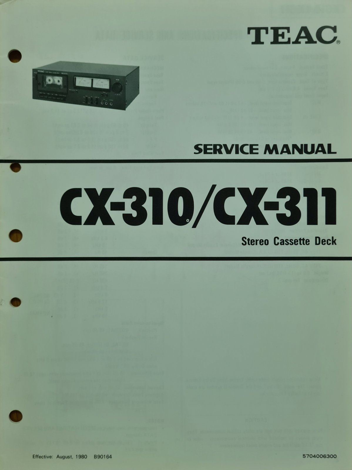 TEAC CX-310/CX-311 SERVICE MANUAL