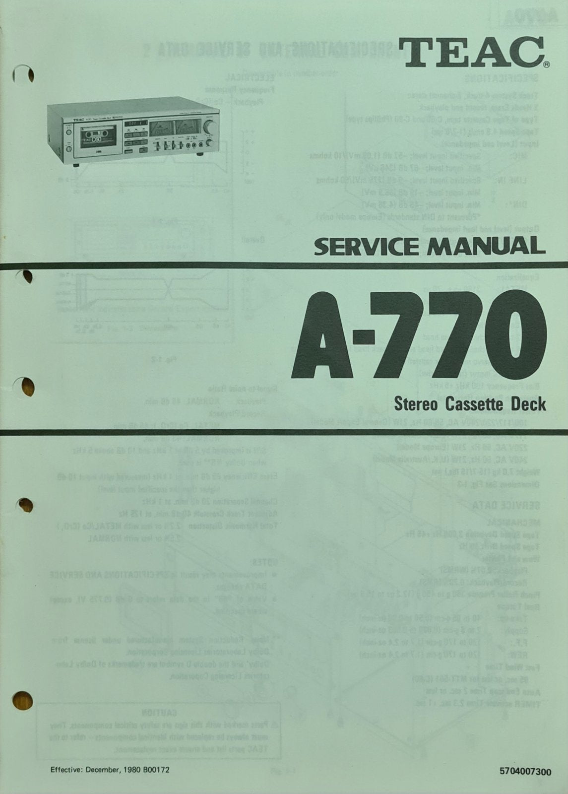 TEAC A-770 SERVICE MANUAL