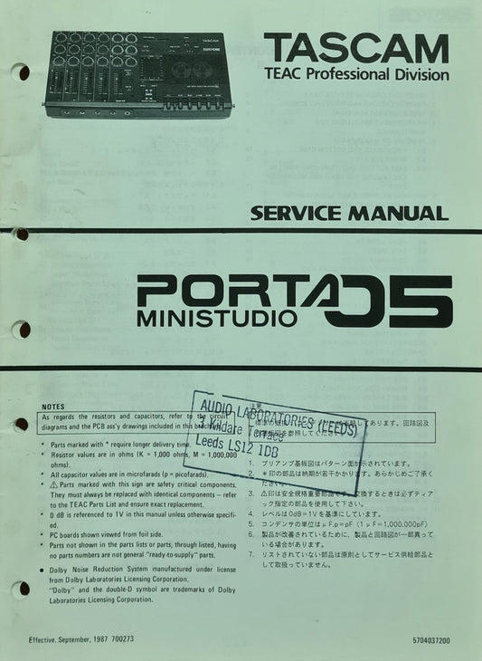 TASCAM PORTA 05 SERVICE MANUAL