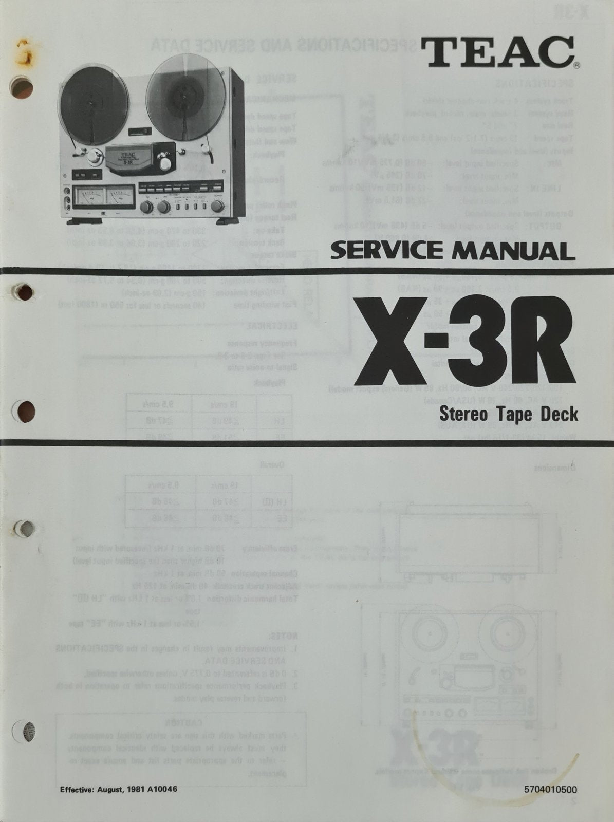 TEAC X-3R SERVICE MANUAL