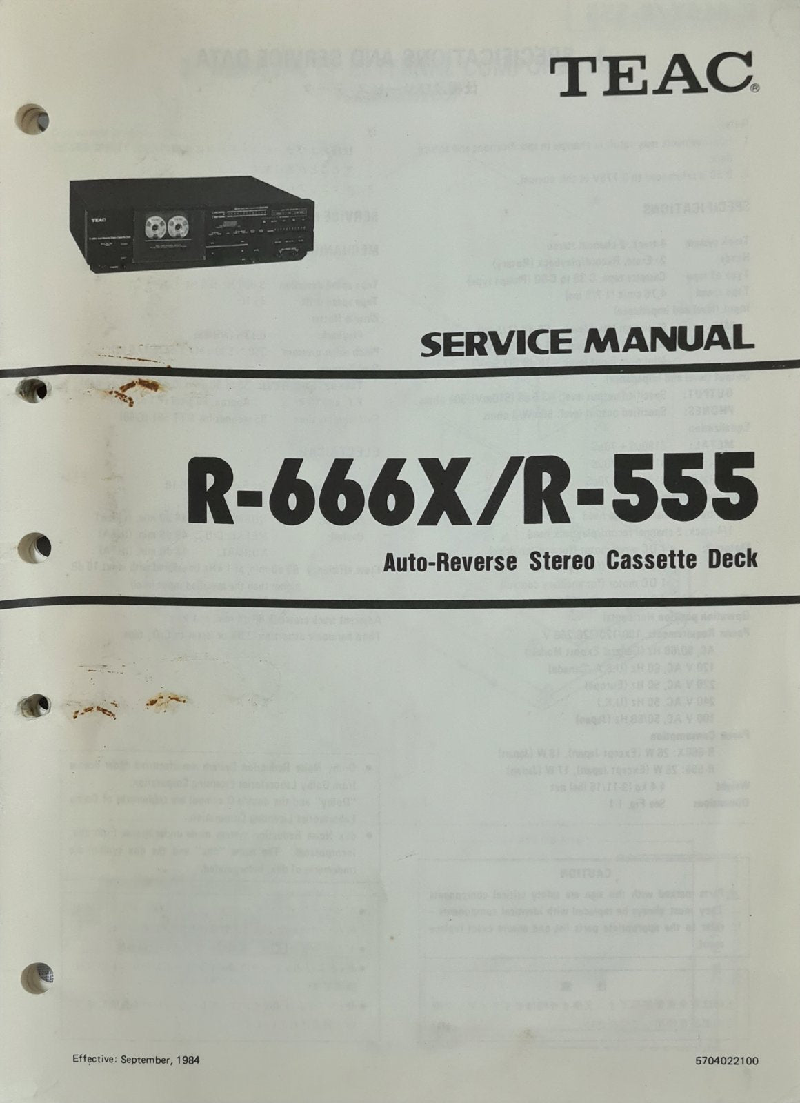 TEAC R-666X/R-555 SERVICE MANUAL