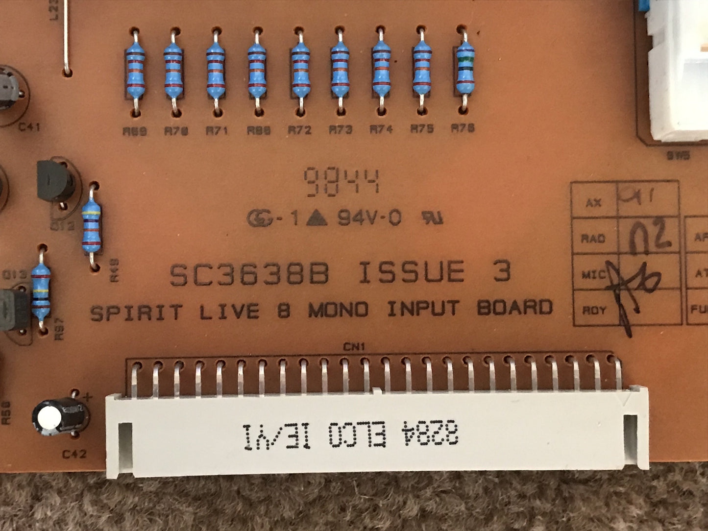 Soundcraft Spirt live 8 input pcb SC3638B Issue 3 and 5